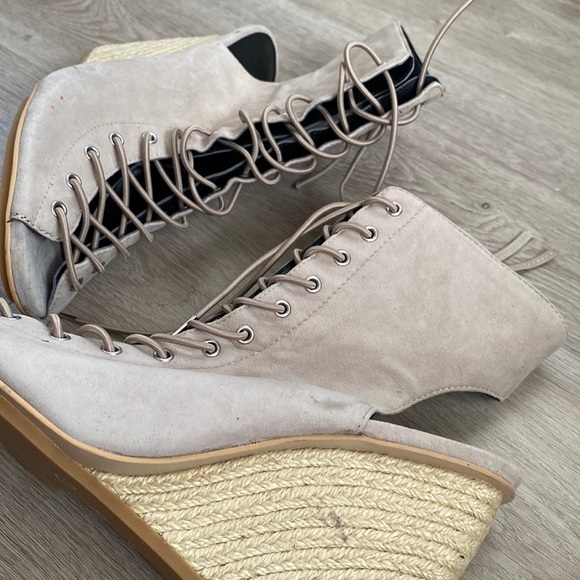 Rebecca Minkoff Elle Suede Lace Up Heeled Espadrilles - Picture 7 of 16